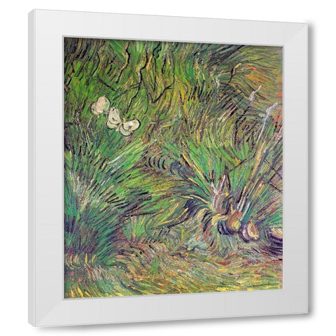 Two White Butterflies 1889 White Modern Wood Framed Art Print by Van Gogh, Vincent