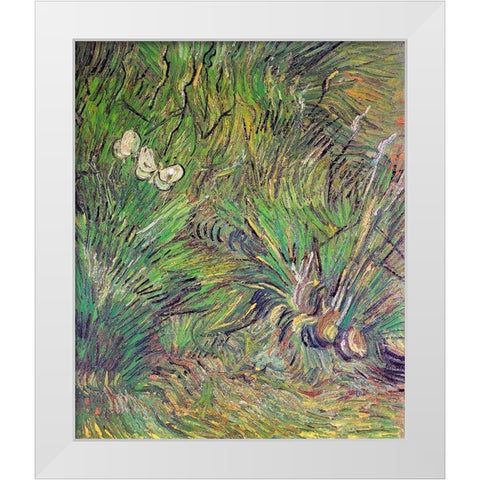 Two White Butterflies 1889 White Modern Wood Framed Art Print by Van Gogh, Vincent