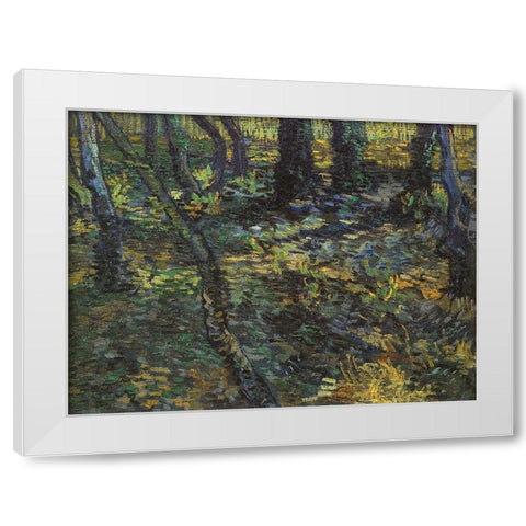 Undergrowth White Modern Wood Framed Art Print by Van Gogh, Vincent