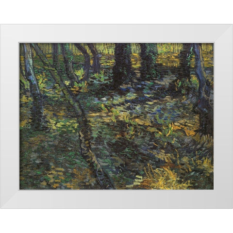 Undergrowth White Modern Wood Framed Art Print by Van Gogh, Vincent
