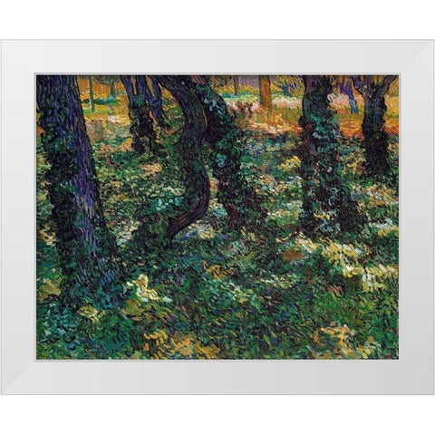 Undergrowth 2 White Modern Wood Framed Art Print by Van Gogh, Vincent