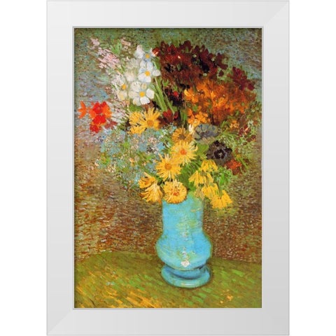 Vase Daisies And Anemones White Modern Wood Framed Art Print by Van Gogh, Vincent