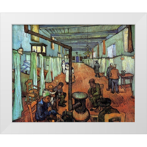 Ward Hospital Arles White Modern Wood Framed Art Print by Van Gogh, Vincent