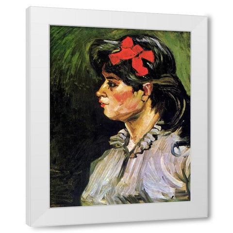 Young Woman With Ribbon White Modern Wood Framed Art Print by Van Gogh, Vincent