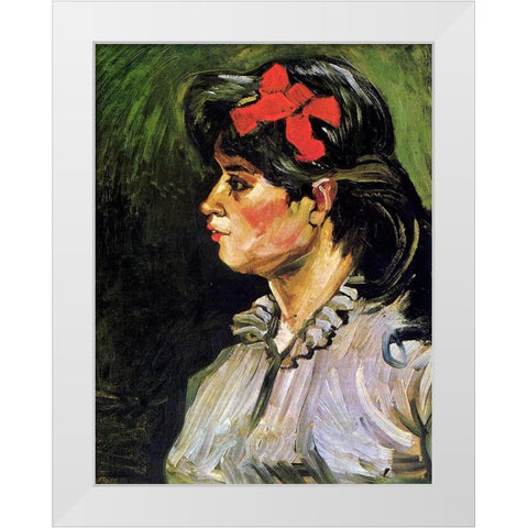 Young Woman With Ribbon White Modern Wood Framed Art Print by Van Gogh, Vincent
