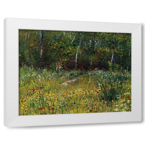 A Park In Spring 1887 White Modern Wood Framed Art Print by Van Gogh, Vincent