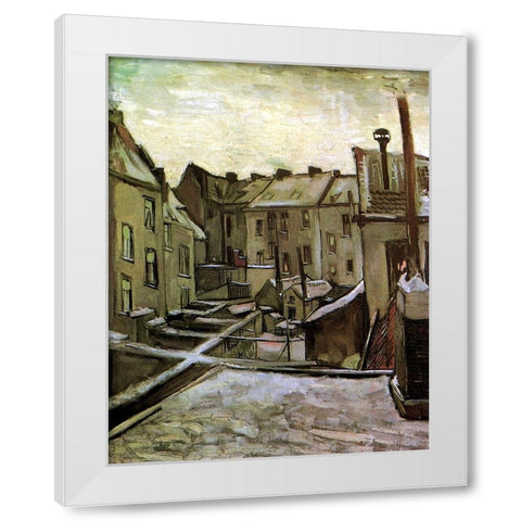 Backyards Old Houses Antwerp Snow White Modern Wood Framed Art Print by Van Gogh, Vincent
