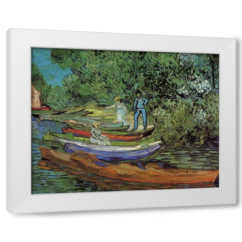 Bank Of Oise At Auvers White Modern Wood Framed Art Print by Van Gogh, Vincent