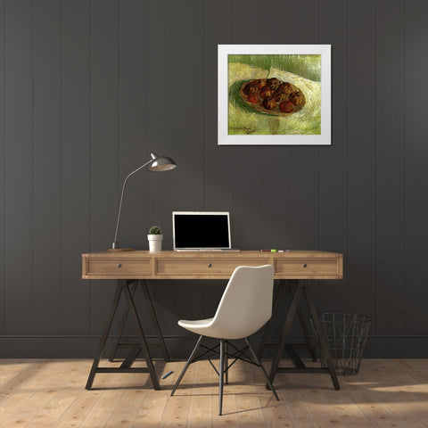Basket Apples White Modern Wood Framed Art Print by Van Gogh, Vincent
