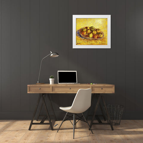 Basket Apples 2 White Modern Wood Framed Art Print by Van Gogh, Vincent