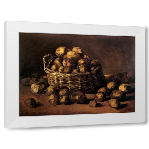 Basket Of Potatoes White Modern Wood Framed Art Print by Van Gogh, Vincent