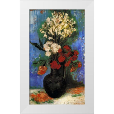 Carnations And Other Flowers White Modern Wood Framed Art Print by Van Gogh, Vincent