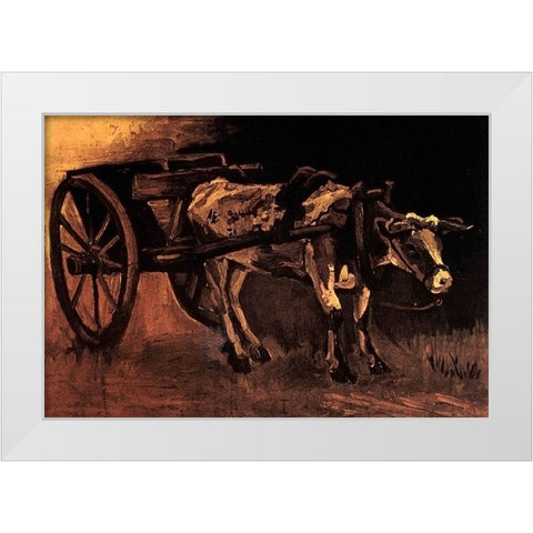 Cart Red White Ox White Modern Wood Framed Art Print by Van Gogh, Vincent