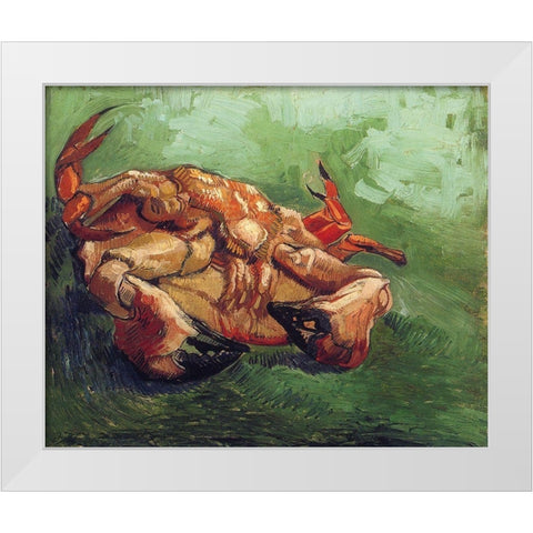 Crab On His Back White Modern Wood Framed Art Print by Van Gogh, Vincent