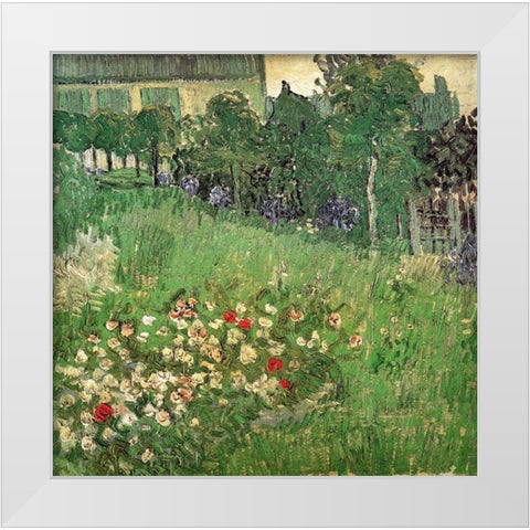 Daubignys Garden White Modern Wood Framed Art Print by Van Gogh, Vincent