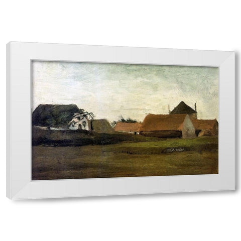 Farm House Loosduinen Near The Hague White Modern Wood Framed Art Print by Van Gogh, Vincent