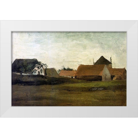 Farm House Loosduinen Near The Hague White Modern Wood Framed Art Print by Van Gogh, Vincent