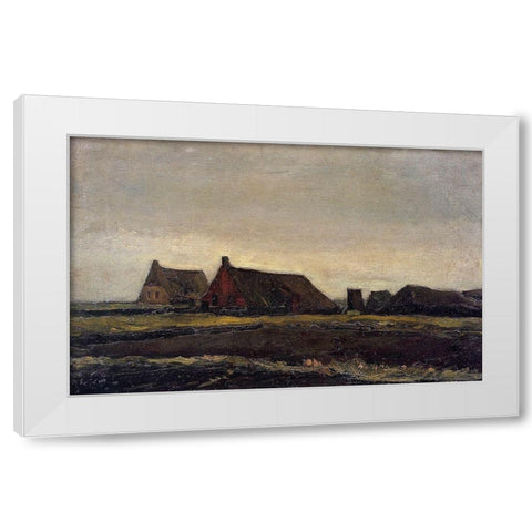 Farmhouse Near Hoogeveen White Modern Wood Framed Art Print by Van Gogh, Vincent