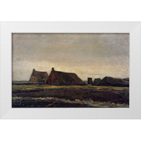 Farmhouse Near Hoogeveen White Modern Wood Framed Art Print by Van Gogh, Vincent