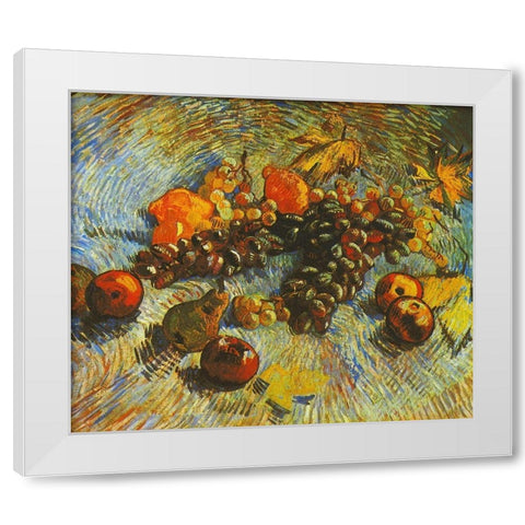 Grapes Apples Pear Lemons White Modern Wood Framed Art Print by Van Gogh, Vincent