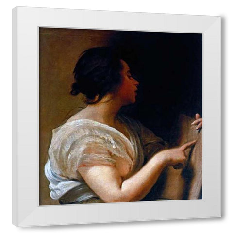 Arachne White Modern Wood Framed Art Print by Velazquez, Diego