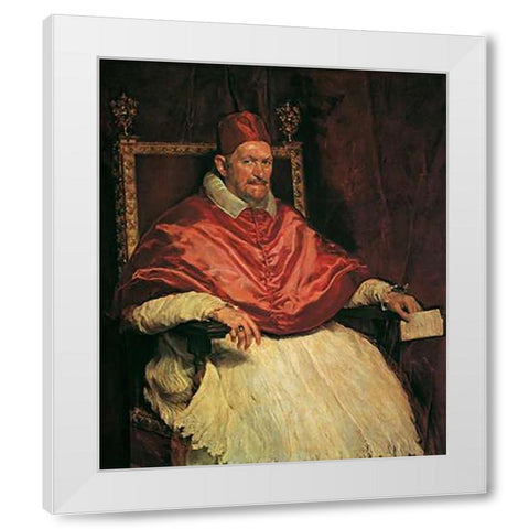 Pope Innocent X White Modern Wood Framed Art Print by Velazquez, Diego