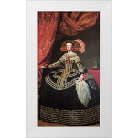 Queen Mariana White Modern Wood Framed Art Print by Velazquez, Diego
