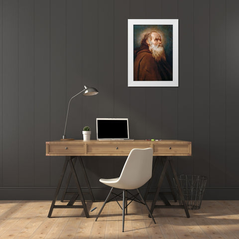 Saint Anthony Abbot White Modern Wood Framed Art Print by Velazquez, Diego