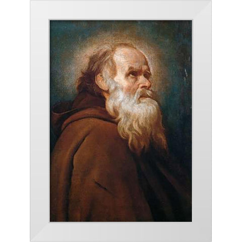 Saint Anthony Abbot White Modern Wood Framed Art Print by Velazquez, Diego