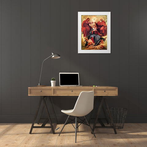 The Coronation Of The Virgin White Modern Wood Framed Art Print by Velazquez, Diego