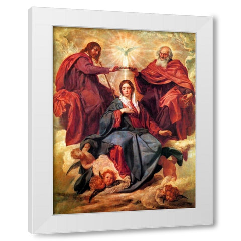 The Coronation Of The Virgin White Modern Wood Framed Art Print by Velazquez, Diego