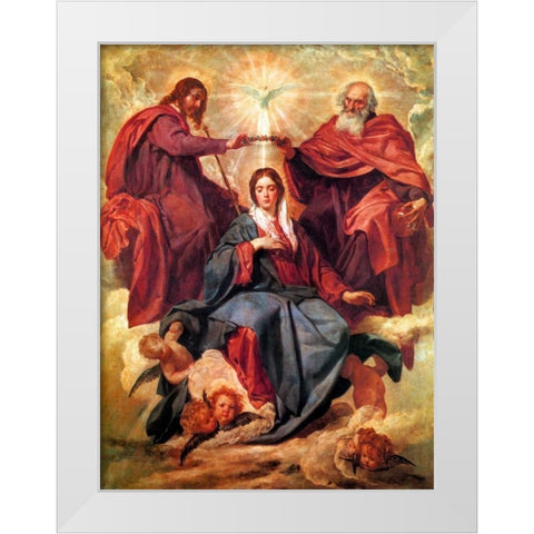 The Coronation Of The Virgin White Modern Wood Framed Art Print by Velazquez, Diego