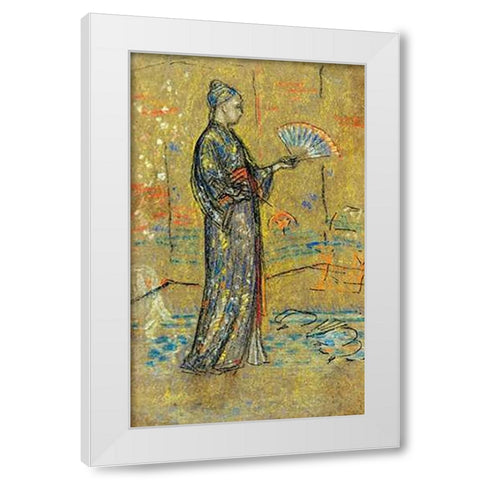 A Japanese Woman Painting A Fan 1872 White Modern Wood Framed Art Print by Whistler, James McNeill