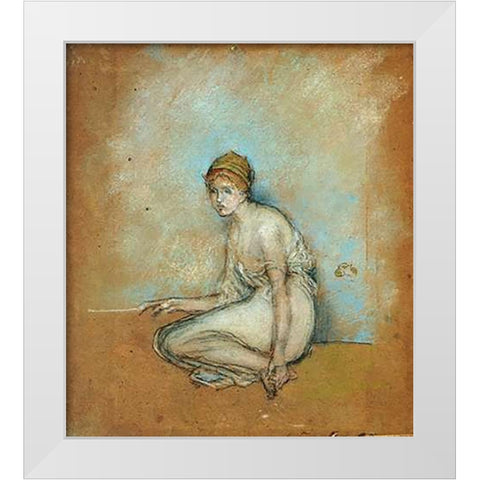 A Seated Figure 1870 White Modern Wood Framed Art Print by Whistler, James McNeill
