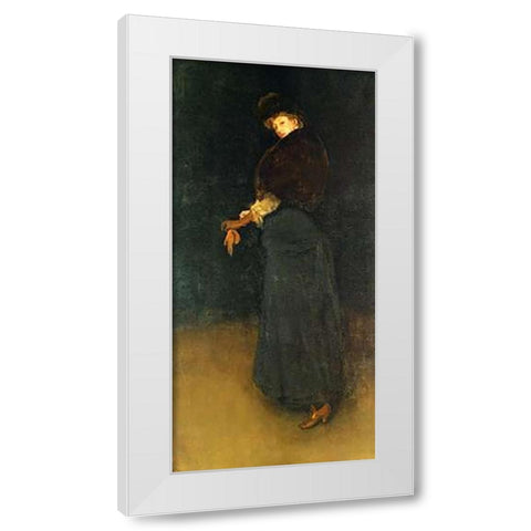 Arrangement In Black La Dame Au Brodequin Jaune 1882 White Modern Wood Framed Art Print by Whistler, James McNeill