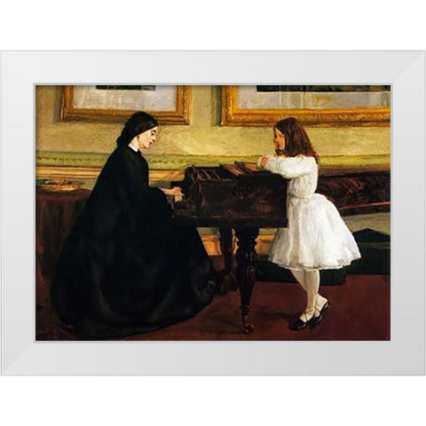 At The Piano White Modern Wood Framed Art Print by Whistler, James McNeill
