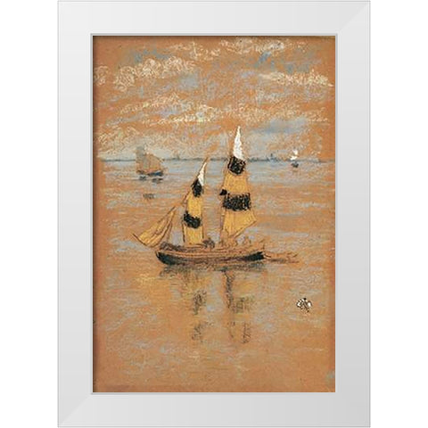 Fishing Boats 1880 White Modern Wood Framed Art Print by Whistler, James McNeill