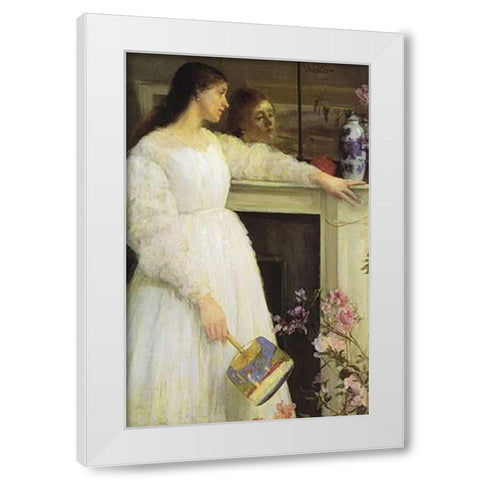 Girl In White White Modern Wood Framed Art Print by Whistler, James McNeill