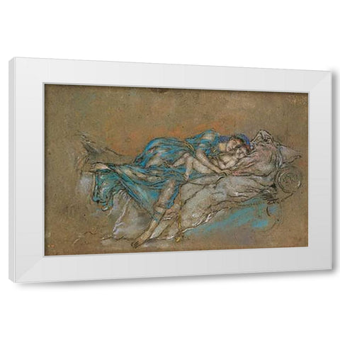 Mother And Child The Pearl 1880 White Modern Wood Framed Art Print by Whistler, James McNeill