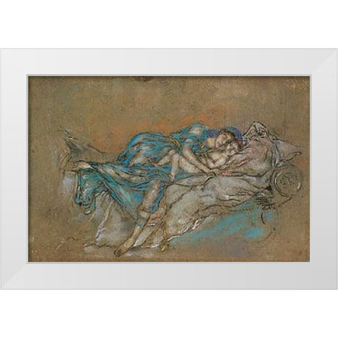 Mother And Child The Pearl 1880 White Modern Wood Framed Art Print by Whistler, James McNeill