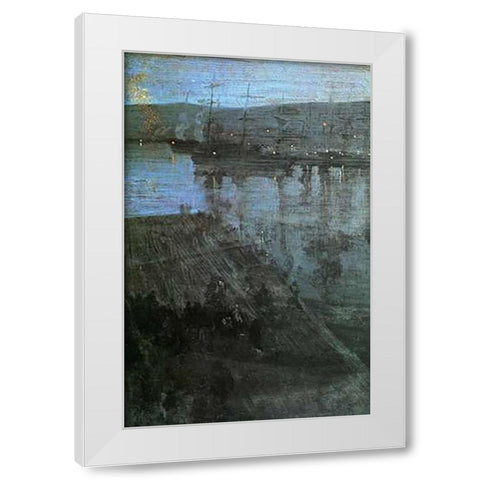 Nocturne White Modern Wood Framed Art Print by Whistler, James McNeill