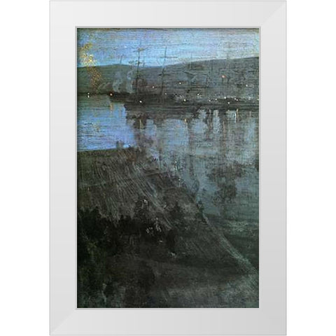 Nocturne White Modern Wood Framed Art Print by Whistler, James McNeill