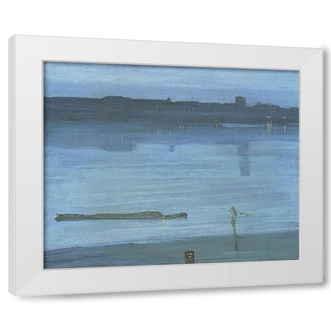 Nocturne Blue And Silver Chelsea White Modern Wood Framed Art Print by Whistler, James McNeill