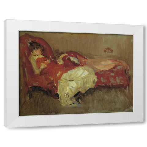 Note In Red The Siesta 1883 White Modern Wood Framed Art Print by Whistler, James McNeill