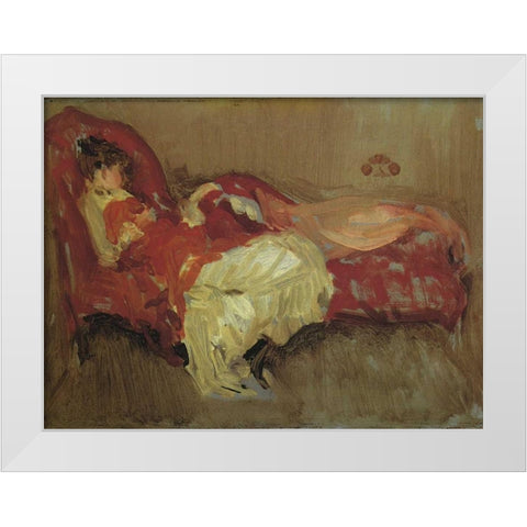 Note In Red The Siesta 1883 White Modern Wood Framed Art Print by Whistler, James McNeill