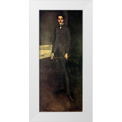 Portrait Of George W Vanderbilt 1897 White Modern Wood Framed Art Print by Whistler, James McNeill