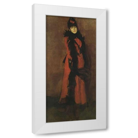 Red And Black The Fan 1891 White Modern Wood Framed Art Print by Whistler, James McNeill