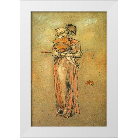 Rose And Red Little Pink Cap 1889 White Modern Wood Framed Art Print by Whistler, James McNeill