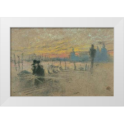 Sunset Red And Gold The Gondolier 1880 White Modern Wood Framed Art Print by Whistler, James McNeill
