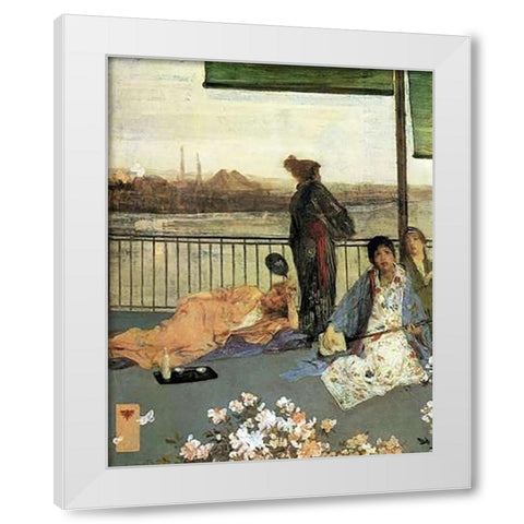 The Balcony 1864 White Modern Wood Framed Art Print by Whistler, James McNeill